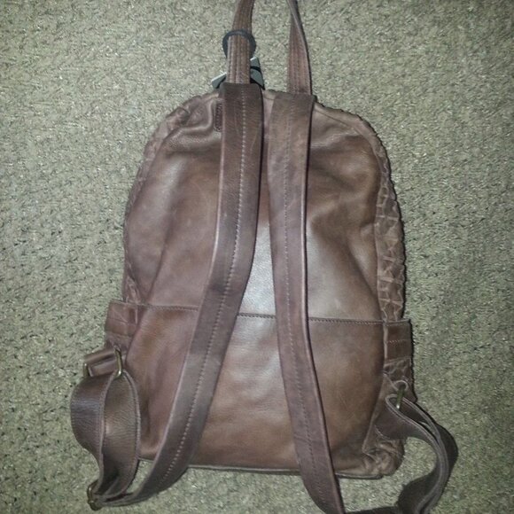VALENTINA-Woven Brown Leather Traditional Shape Backpack/Knapsack-GORGEOUS! NWT - Picture 5 of 9